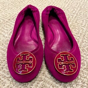 Tory Burch Reva Suede Ballet Flats, Size 7